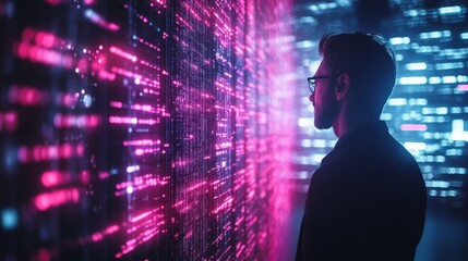 Man Watching Digital Data.