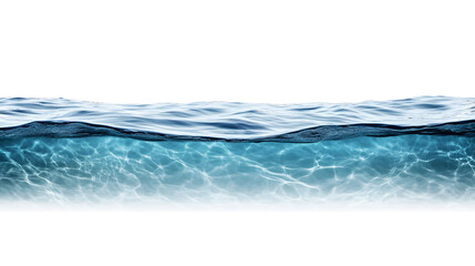 Water wave blue ocean surface wide panorama isolated on white background	