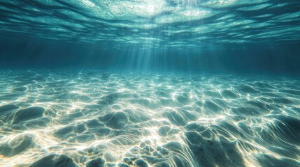 Shimmering light caustics on ocean floor