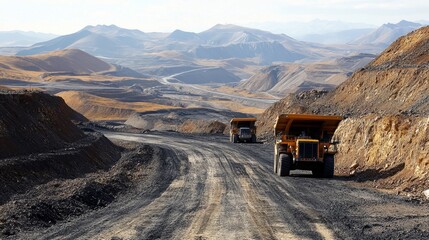 Mining Trucks Mountain Road.