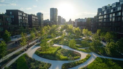 Wall Mural - Urban Park Aerial.