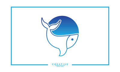 Wall Mural - Blue whale logo illustration, blue whale in sea logo design