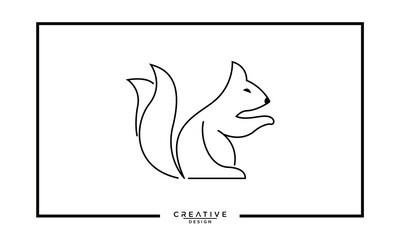 Wall Mural - Simple squirrel logo in line art style. icon vector illustration