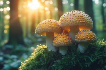 Wall Mural - Enchanting Forest Mushrooms: A Mystical Harvest Season of Fairytale Toadstools and Nature’s Wonder