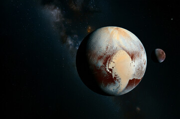 The planet Pluto on a dark background.