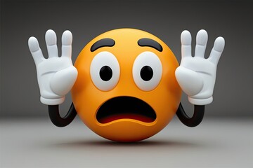 Wall Mural - Confused Expression 3D Baffled Emoticon Design