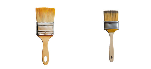 Top View Flat Lay of Paint Brush  Isolated on Transparent Background

