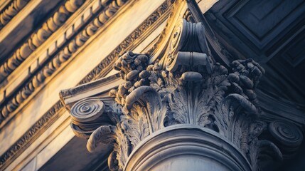 Wall Mural - Close-up of an ornate architectural column showcasing intricate details.