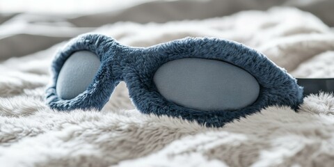 Canvas Print - Fuzzy blue sleep mask on white fur.