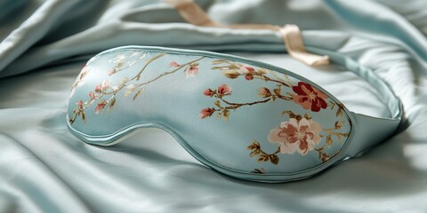 Poster - Floral patterned sleep mask on soft fabric.