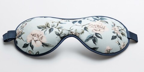 Poster - Floral sleep mask with blue trim.