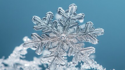 Canvas Print - A close-up of a snowflake showcasing its intricate crystalline structure.