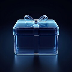 Wall Mural - blue gift box on black