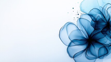 Wall Mural -   Blue flower on white background with water splash