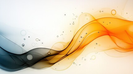 Wall Mural -   An abstract image of an orange and blue background with water droplets and bubbles overlaid on a white and blue background, featuring more water droplets and bubbles