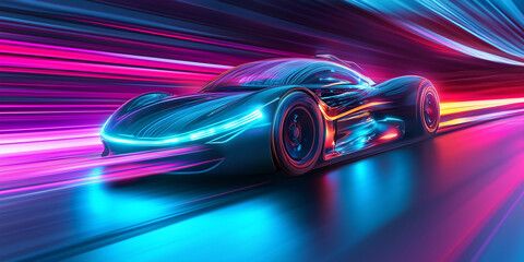 Wall Mural - Colorful Light Trails of Traffic Moving Through City Streets at Night, Long Exposure Photography Creating Vibrant and Dynamic Motion Effects, Abstract Light Art
