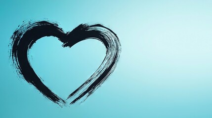 Wall Mural -   A heart painted in black on a blue canvas