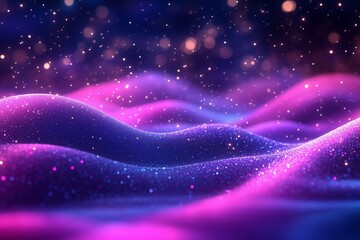 Canvas Print - Purple and blue particles wave with diamond glitters  abstract background