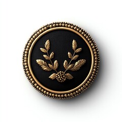 A timeless emblem icon, vintage style, gold and black, isolated on white background