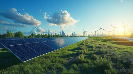 futuristic ai-controlled renewable energy grids distributing solar and wind power: a clean-energy ci