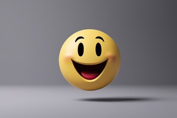 Wall Mural - 3D Happy Smiling Emoticon with Joyful Expression