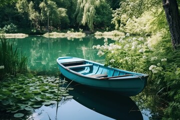 Sticker - Summer scenery boat outdoors.