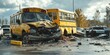 © Murda - School buses in a serious car accident.