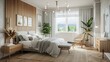 © Working Moments - Modern Minimalist Bedroom with Wooden Wall and View, bedroom decor, interior design, minimalist style