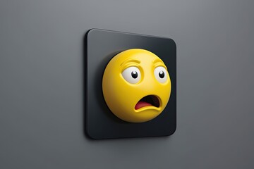 Wall Mural - 3D Rendered Yellow Emoticon with Anxiety Expression and Distressed Face Icon