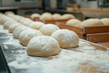 Wall Mural - Dough Balls Covered in Flour on a Tabletop