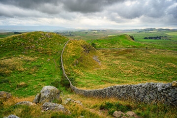 Wall Mural - roman wall at caw gap. hadrian's wall is a world heritage site in the beautiful northumberland natio