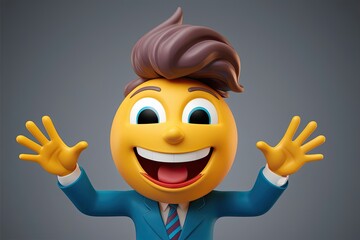 Wall Mural - Joyful 3D Emoticon Rendering with Happy Expression