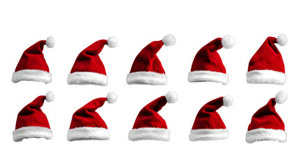 Sticker - set collection of red santa claus christmas hat seasonal design pattern isolated white background