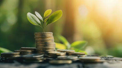 Plant Growing Out of Coins