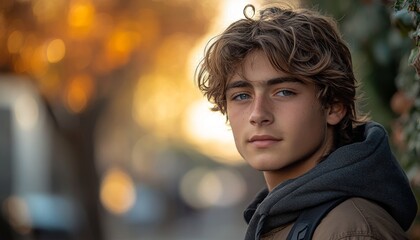 portrait of caucasian teenager outside
