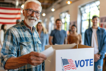 Canvas Print - US_old_man_casting_his_ballot