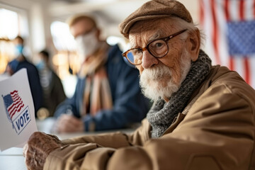 Canvas Print - US_old_man_casting_his_ballot