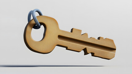 Key with label, 3d icon. 3D object on a transparent background