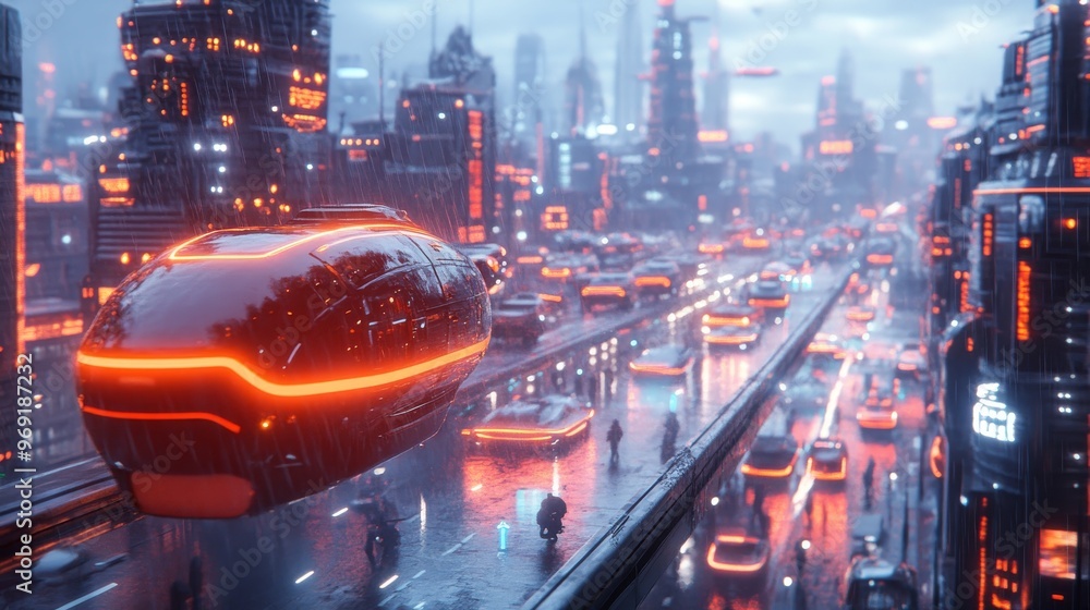 Futuristic smart traffic control systems managing flying cars and ...
