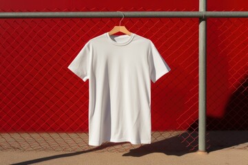 Canvas Print - T-shirt sleeve white red.