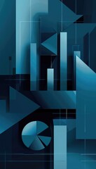 Wall Mural - Abstract Blue Geometric Shapes and Lines