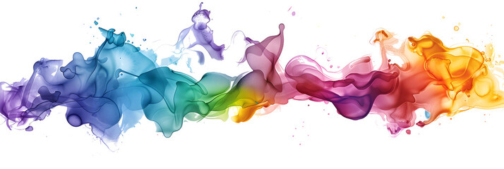 Wall Mural - Abstract colorful rainbow color painting illustration - watercolor splashes, isolated on transparent background PNG