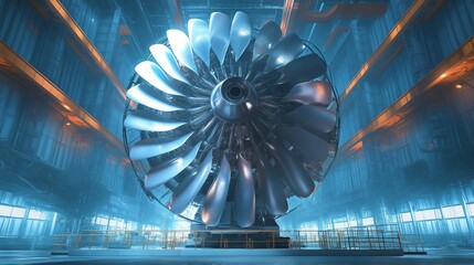 Massive Turbine in a High-Tech Industrial Facility