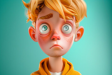 Wall Mural - 3D render cartoon illustration of happy character generative ai