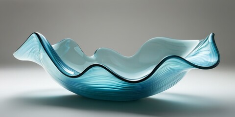 Sticker - A wave-shaped glass bowl.