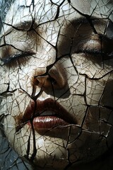 Wall Mural - A shattered broken face of a woman 