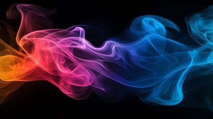 Wall Mural - Abstract colorful smoke swirls on a black background.