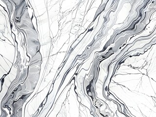 Canvas Print - Abstract Marble Swirls in Black and White