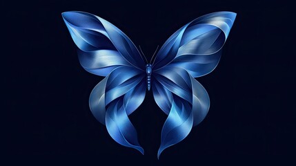 A striking digital artwork of a metallic blue butterfly with reflective wings, set against a dark background, blending nature and modern design.
