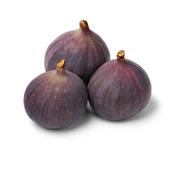 Wall Mural - Three fresh ripe figs close up isolated on white background